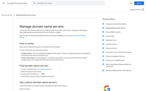Manage domain name servers - Google Domains Help