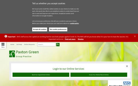 Online Services login | Paxton Green Group Practice