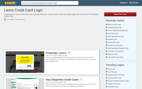 Leons Credit Card Login - Loginii.com