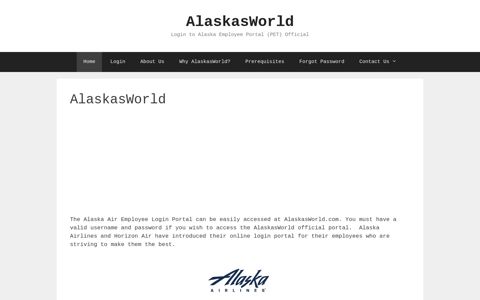 AlaskasWorld - Login to Alaska Employee Portal (PET) Official