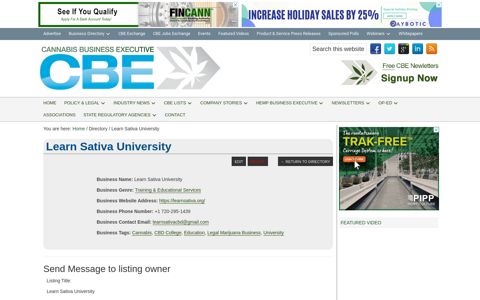 Learn Sativa University - Cannabis Business Executive ...