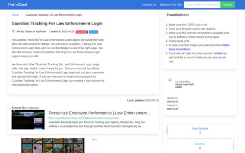 Guardian Tracking For Law Enforcement Login Page