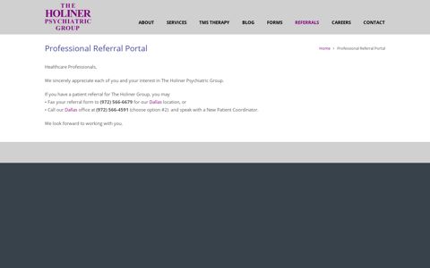 Professional Referral Portal | The Holiner Psychiatric Group