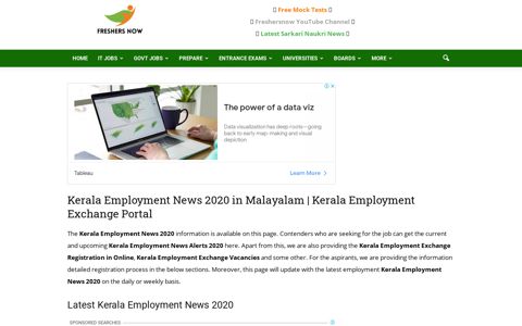 Kerala Employment News 2020 in Malayalam | Kerala ...