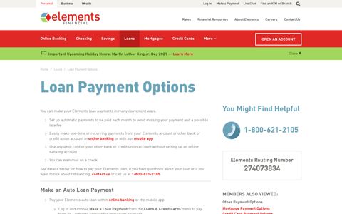 Loan Payment Options | Elements Financial