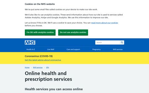 NHS online services - NHS