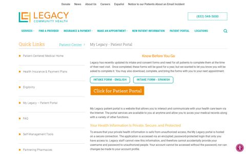 My Legacy - Patient Portal - Legacy Community Health