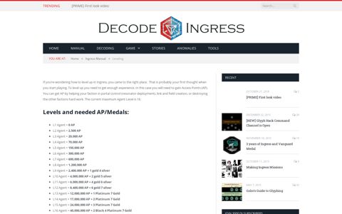 Leveling - DeCode Ingress