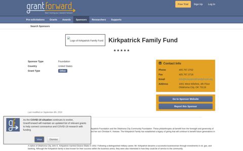 Kirkpatrick Family Fund - Sponsor Information on ...