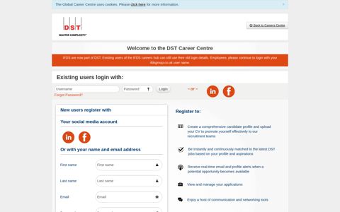Welcome to the DST Career Center - Register or Login