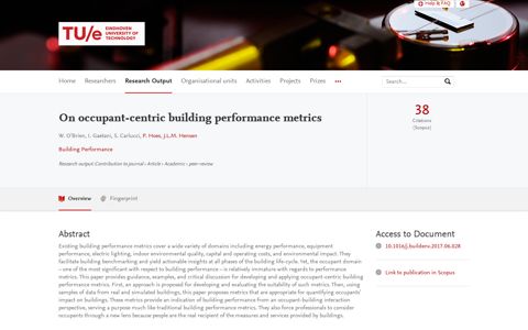 On occupant-centric building performance metrics ...
