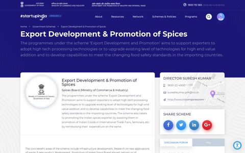 Export Development & Promotion of Spices - Startup India