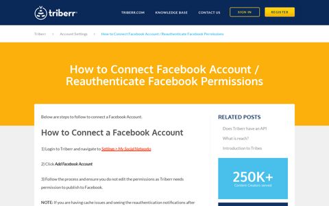 How to Connect Facebook Account / Reauthenticate ... - Triberr