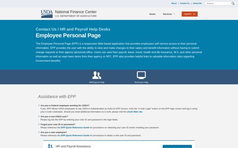 Employee Personal Page Assistance | National Finance Center