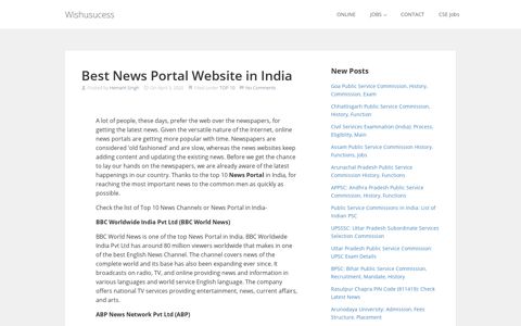 List of Top 10 News Portal in India 2020 Rank | Wishusucess