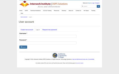 User account | Interwork Institute | DSPS Solutions