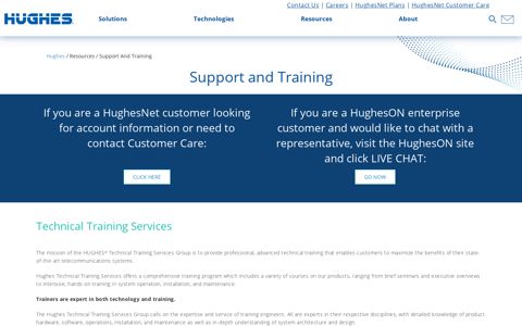 Support and Training | Hughes - Hughes Network Systems