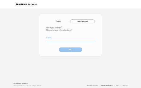 Reset password | Samsung Account