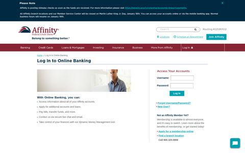 Log in to Online Banking: Affinity Federal Credit Union