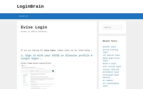 Evise - Sign In With Your Evise Or Elsevier Profile A Single ...