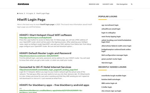 Hiwifi Login Page ❤️ One Click Access - iLoveLogin