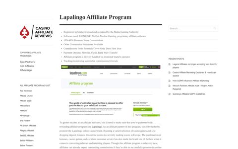 Lapalingo Affiliate Program - - Casino Affiliate Reviews