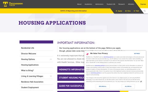 Residential Life - Housing Applications - Tennessee Tech ...