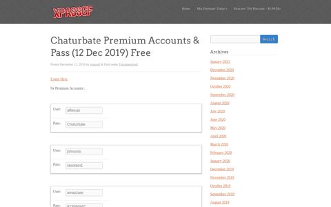 Chaturbate Premium Accounts & Pass (12 Dec 2019) Free