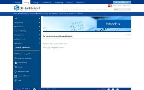 Personal Account Online Application | FBC Banking