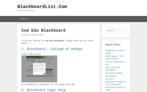 Cod Edu Blackboard - BlackboardList.Com