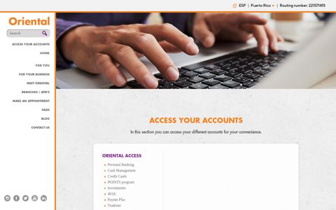 Access your Accounts | Oriental Bank