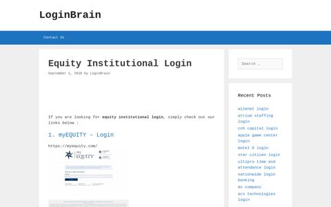 Equity Institutional - Myequity - Login - LoginBrain