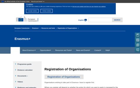 Registration of Organisations | Erasmus+