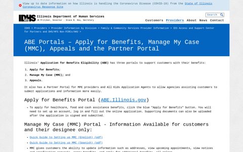 ABE Portals – Apply for Benefits, Manage My Case ... - IDHS