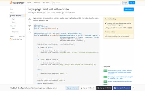 Login page Junit test with mockito - Stack Overflow