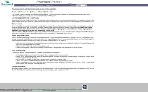 Homewood Human Solutions Provider Portal (Client d_1 ...