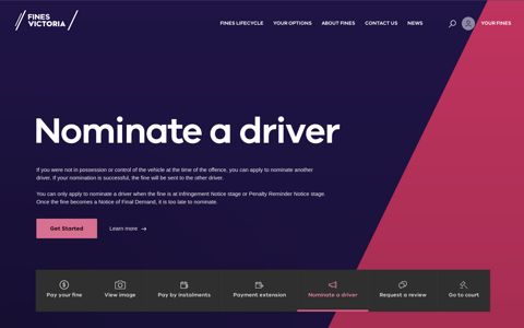 Nominate a driver - Fines Victoria