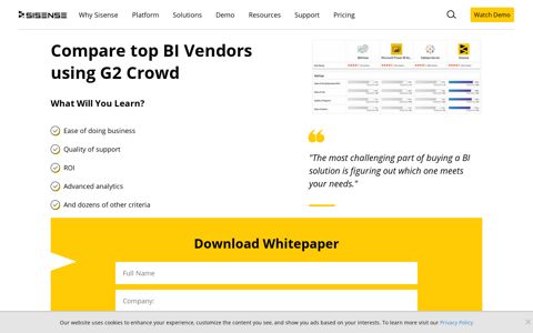 Compare Top BI Vendors Using G2 Crowd | Sisense