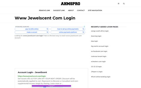 www jewelscent com ✔️ Account Login - JewelScent - AhmsPro.com