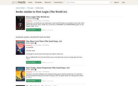 Books similar to First Login (The World #1) - Goodreads