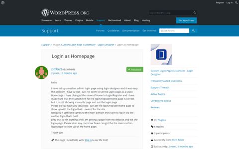Login as Homepage | WordPress.org