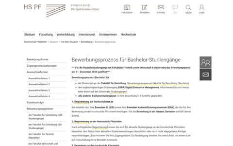 Bewerbungsprozess - Hochschule Pforzheim