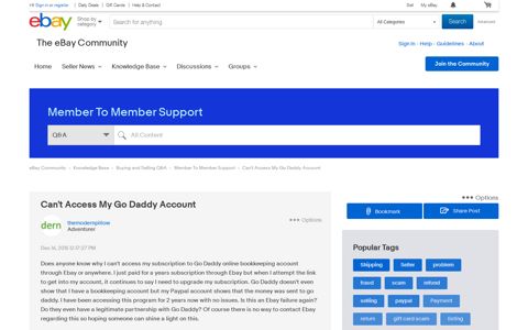 Can't Access My Go Daddy Account - The eBay Community