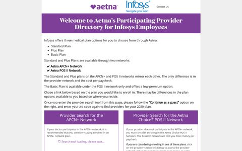 Aetna's Participating Provider Directory for Infosys Employees