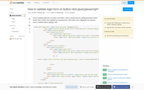 How to validate login form on button click jquery/javascript ...