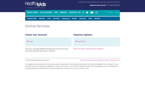 FL Healthy Kids | Make Payment | Account Status