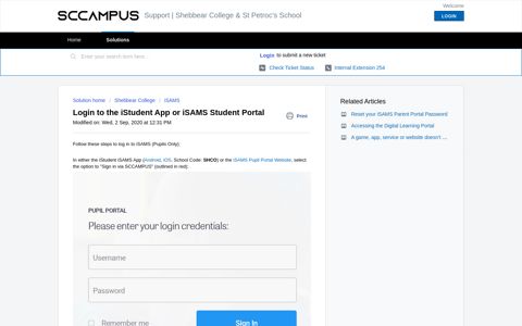 Login to the iStudent App or iSAMS Student Portal : Support ...