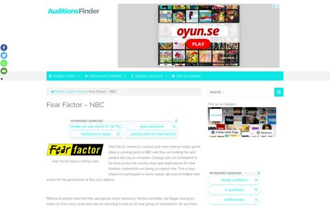 Fear Factor - NBC Auditions for 2019 - AuditionsFinder.com