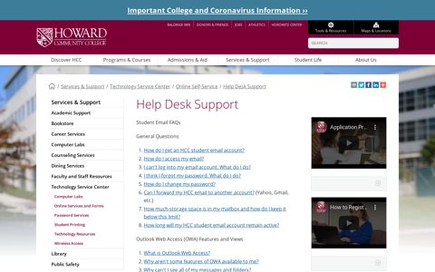 HCC Student Email FAQs - Howard Community College