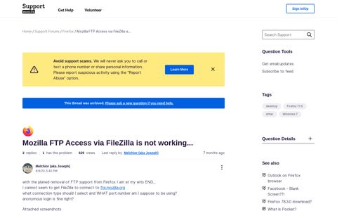 Mozilla FTP Access via FileZilla is not working... | Firefox ...